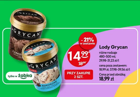 Lody czekoladowe Grycan promocja w Żabka