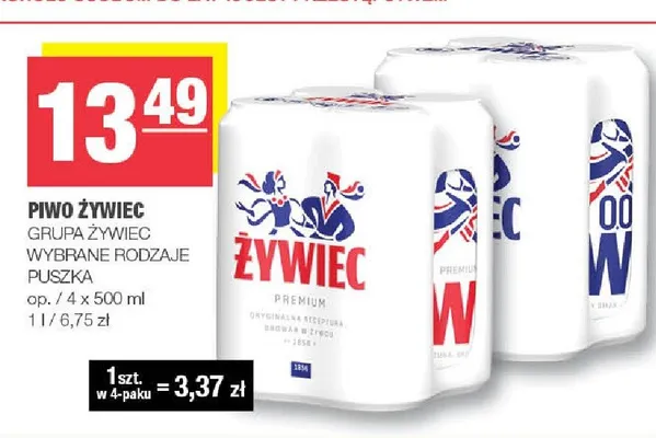 Piwo Żywiec Premium 4-pak 500ml promocja w SPAR