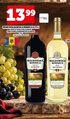 Wino białe Mołdawska Winnica Muscat półsłodkie promocja w TOPAZ