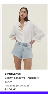 Szorty jeansowe Stradivarius niebieski denim promocja w Lounge by Zalando