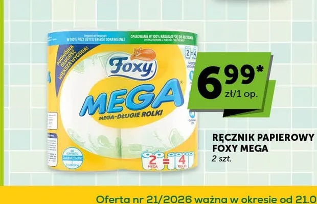 Ręcznik papierowy Foxy Mega 2-pak promocja w Euro Sklep