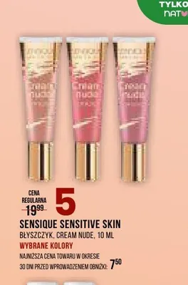 Błyszczyk do ust Sensique Sensitive Skin Cream Nude promocja w Drogerie Natura