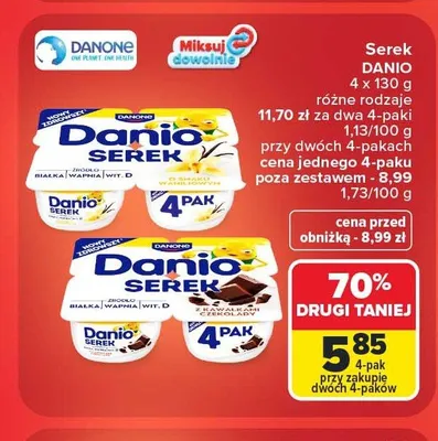 Serek homogenizowany z kawałkami czekolady Danio 4-pak promocja w Carrefour