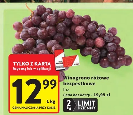 Winogrono różowe bezpestkowe promocja w Intermarche