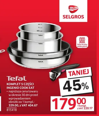 Komplet 5 części Ingenio Cook Eat Tefal promocja w Selgros