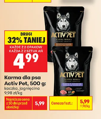 Karma dla psa z kaczką Activ Pet promocja w Biedronka
