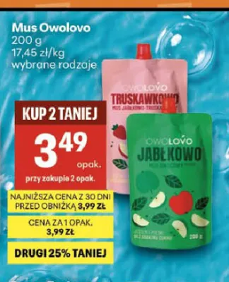 Mus Owolovo jabłkowo promocja w Delikatesy Centrum