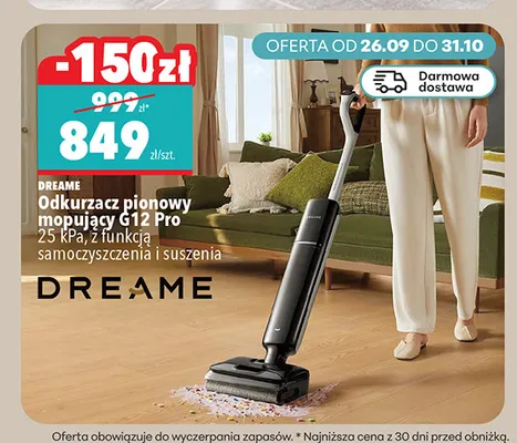 Odkurzacz pionowy mopujący G12 Pro z funkcją samoczyszczenia i suszenia Dreame promocja w Biedronka
