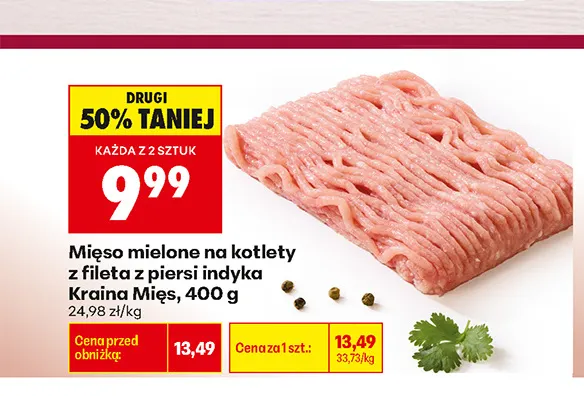 Mięso mielone na kotlety z fileta z piersi indyka Kraina Mięs promocja w Biedronka