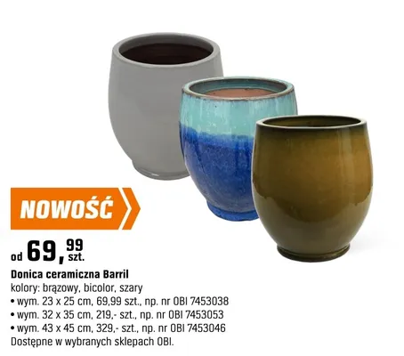 Donice ceramiczne Barril promocja w OBI