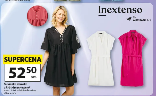Sukienka damska z krótkim rękawem Inextenso promocja w Auchan