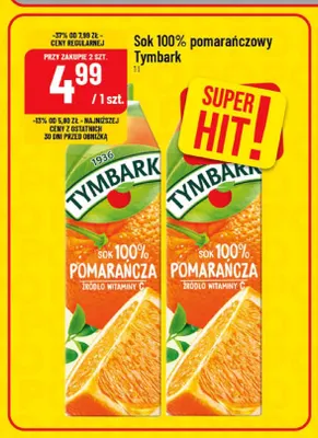 Sok pomarańczowy Tymbark 100% promocja w POLOmarket