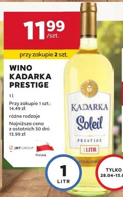 Wino Kadarka Prestige promocja w Stokrotka
