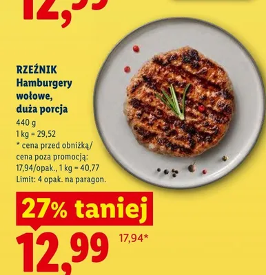 Hamburgery wołowe Rzeźnik duża porcja promocja w Lidl