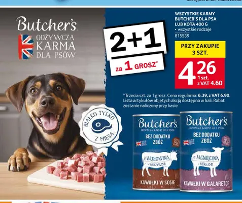 Karmy Butcher's dla psa lub kota 400 g promocja w Selgros