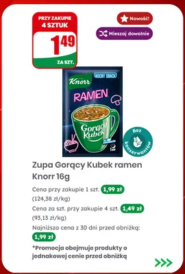 Zupa Gorący Kubek ramen Knorr promocja w Dino