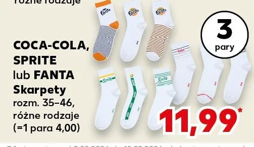 Skarpety Coca-Cola, Fanta lub Sprite, 3 pary promocja w Kaufland