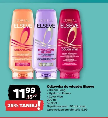 Odżywka do włosów L'Oreal Elseve Hyaluron Plump promocja w Netto