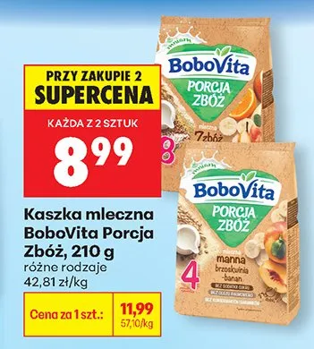 Kaszka mleczna Porcja Zbóż, różne rodzaje promocja w Biedronka