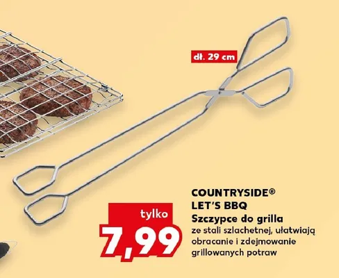 Szczypce do grilla COUNTRYSIDE LET'S BBQ dł. 29cm ze stali szlachetnej ułatwiają obracanie i zdejmowanie grillowanych potraw promocja w Kaufland
