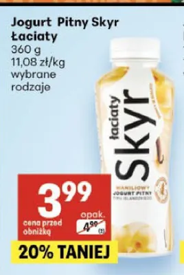 Jogurt pitny Skyr Łaciaty promocja w Delikatesy Centrum