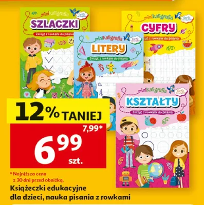 Książeczka edukacyjna dla dzieci nauka pisania z rowkami Cyfry Mini Kaligrafia promocja w Auchan