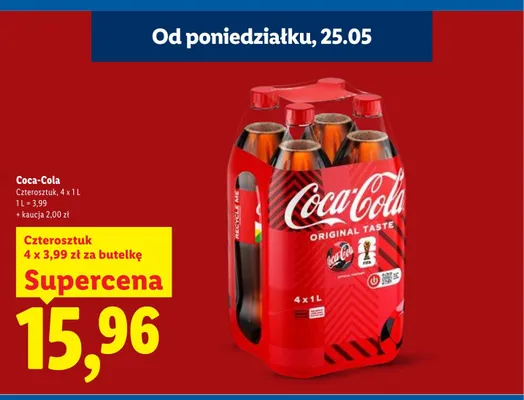 Coca-Cola 4-pak 1l promocja w Lidl