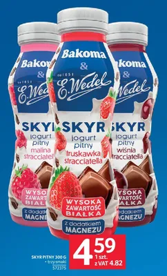 Skyr pitny Bakoma E.Wedel 300g, trzy smaki, 572375 promocja w Selgros