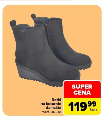 Botki na koturnie damskie promocja w Carrefour