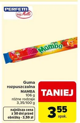 Guma rozpuszczalna Mamba różne rodzaje promocja w Carrefour Market