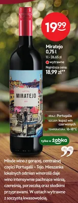 Wino czerwone wytrawne Miratejo promocja w Żabka