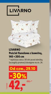 Pościel flanelowa z bawełną 140x200 cm Livarno promocja w Lidl