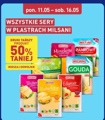 Ser w plastrach Mimolette holenderski Milsani promocja w Aldi