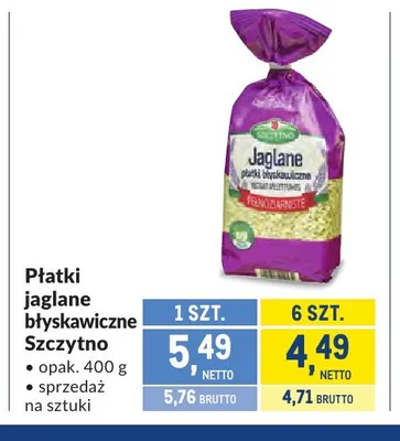 Płatki jaglane błyskawiczne Szczytno promocja w Makro