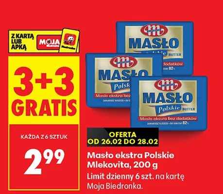 Masło ekstra Polskie Mlekovita promocja w Biedronka