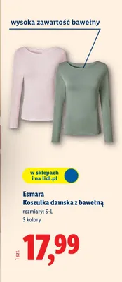 Koszulka damska z bawełną, 3 kolory promocja w Lidl