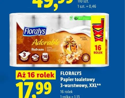 Papier toaletowy 3-warstwowy XXL Floralys Adorable promocja w Lidl