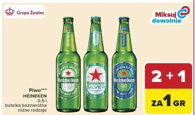 Piwo butelka bezwrotna różne rodzaje promocja w Carrefour