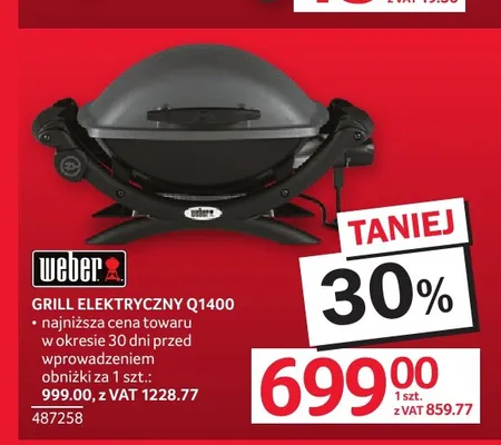 Grill elektryczny Weber Q1400 promocja w Selgros
