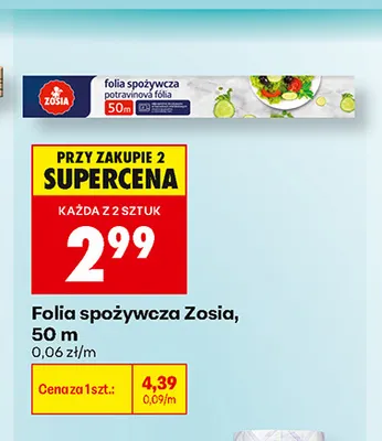 Folia spożywcza Zosia 50 m promocja w Biedronka