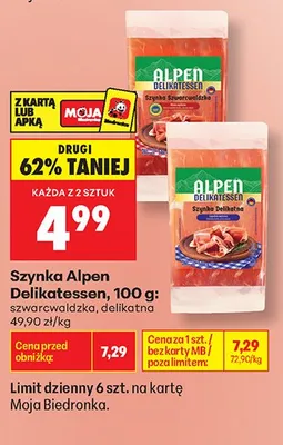 Szynka delikatna Alpen Delikatessen promocja w Biedronka