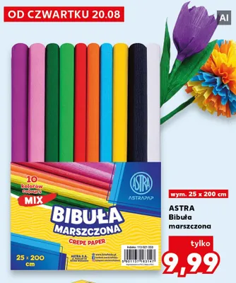 Bibuła marszczona Astra 25x200 cm promocja w BACK TO SCHOOL