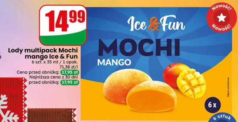 Lody multipack Mochi mango Ice & Fun promocja w Dino