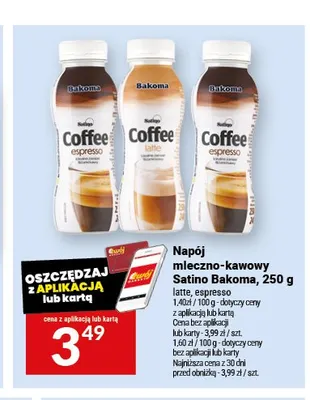 Napój mleczno-kawowy Satino Latte Bakoma promocja w Twój Market