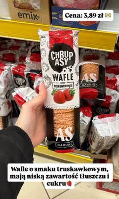 Wafle o smaku truskawkowym promocja w Dino