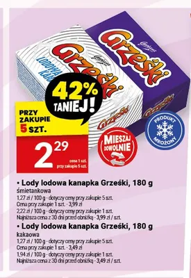 Lody lodowa kanapka Goplana Grześki śmietankowa promocja w Twój Market