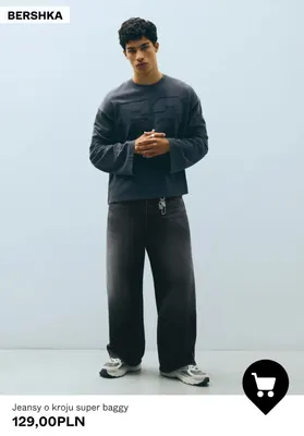 Jeansy o kroju super baggy Bershka promocja w Bershka