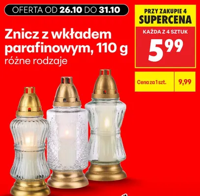 Znicz z wkładem parafinowym promocja w Biedronka