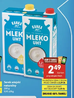 Mleko UHT Kanka 3,2% promocja w Delikatesy Centrum