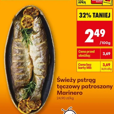 Świeży pstrąg tęczowy patroszony Marinero promocja w Biedronka